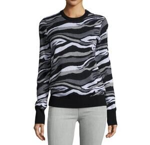 Equipment Ondine Zebra Print Striped Softest Crew Sweater Women's Medium